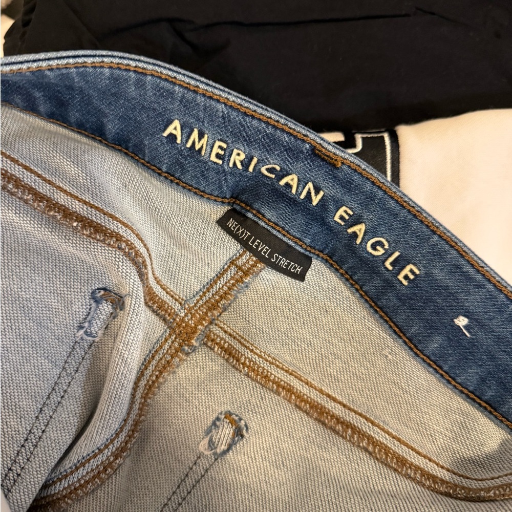 American Eagle Outfitters Ripped Dark Blue Skinny Jeans Jeggings - Picture 6 of 9